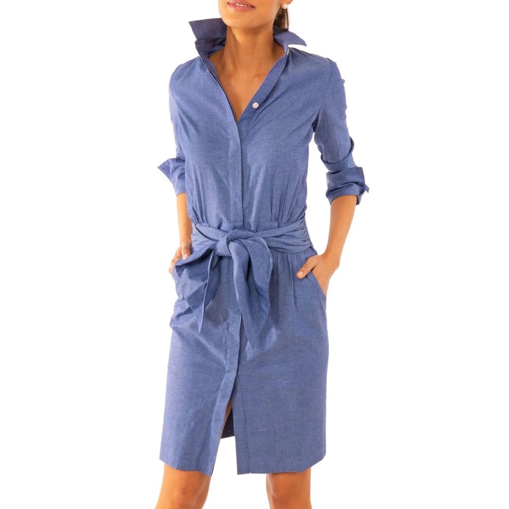 Gretchen Scott Breezy Blouson Dress Chambray Goddess New